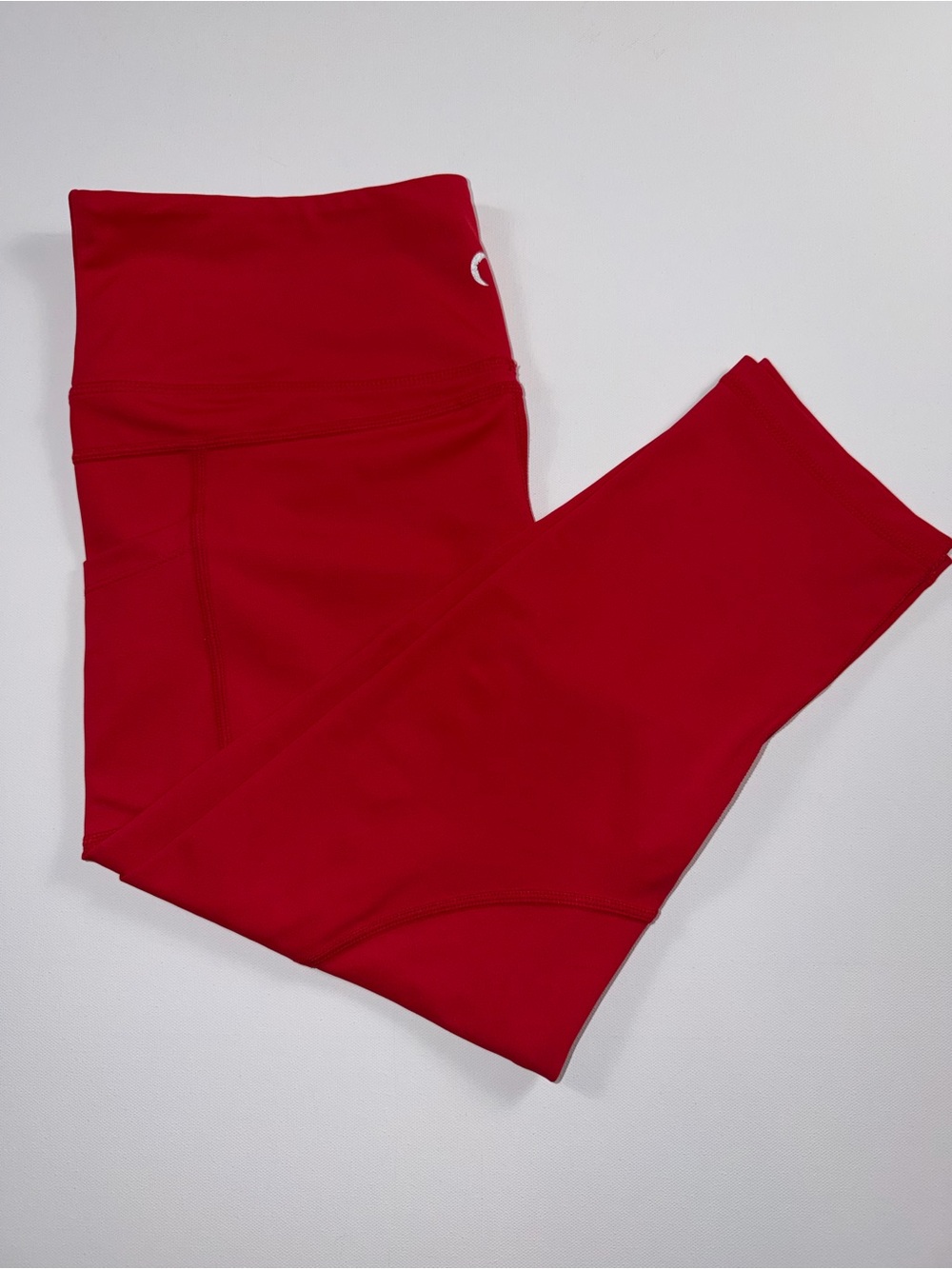 Zyia Light n Tight Capri Leggings Red High Rise Compression Pocket Size 14-16